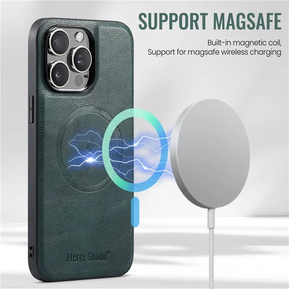 FIERRE SHANN 025 Style For iPhone 12 / 12 Pro Case Leather+TPU Phone Cover Magnetic Detachable