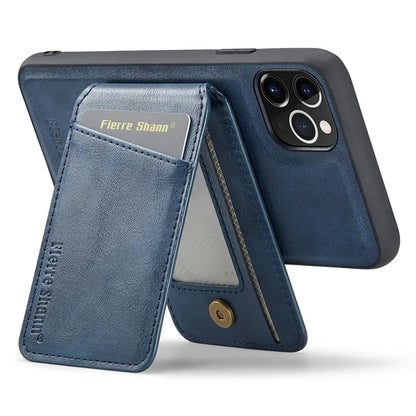 FIERRE SHANN 025 Style For iPhone 11 Pro Max Case Leather Back Cover Magnetic Card Holder RFID Blocking