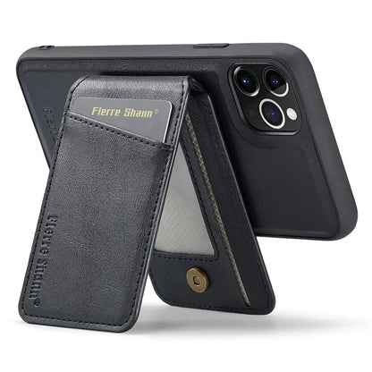 FIERRE SHANN 025 Style For iPhone 11 Pro Max Case Leather Back Cover Magnetic Card Holder RFID Blocking