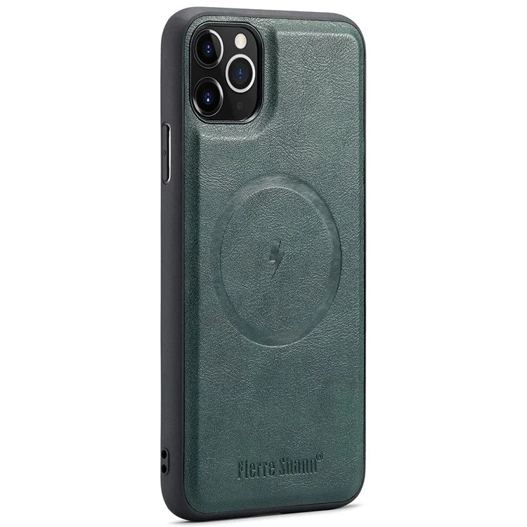 FIERRE SHANN 025 Style For iPhone 11 Pro Max Case Leather Back Cover Magnetic Card Holder RFID Blocking