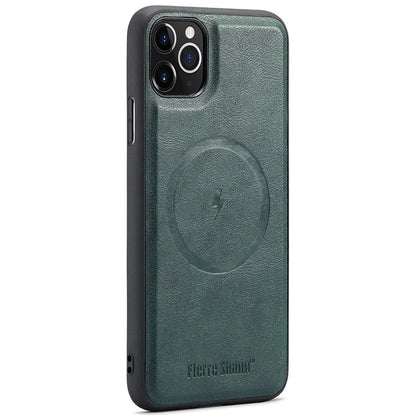 FIERRE SHANN 025 Style For iPhone 11 Pro Max Case Leather Back Cover Magnetic Card Holder RFID Blocking