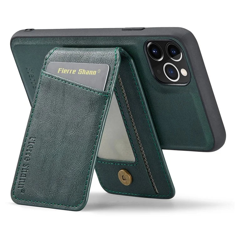 FIERRE SHANN 025 Style For iPhone 11 Pro Max Case Leather Back Cover Magnetic Card Holder RFID Blocking