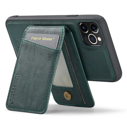 FIERRE SHANN 025 Style For iPhone 11 Pro Max Case Leather Back Cover Magnetic Card Holder RFID Blocking