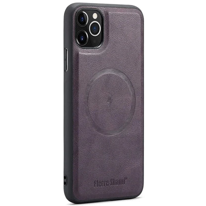 FIERRE SHANN 025 Style For iPhone 11 Pro Max Case Leather Back Cover Magnetic Card Holder RFID Blocking