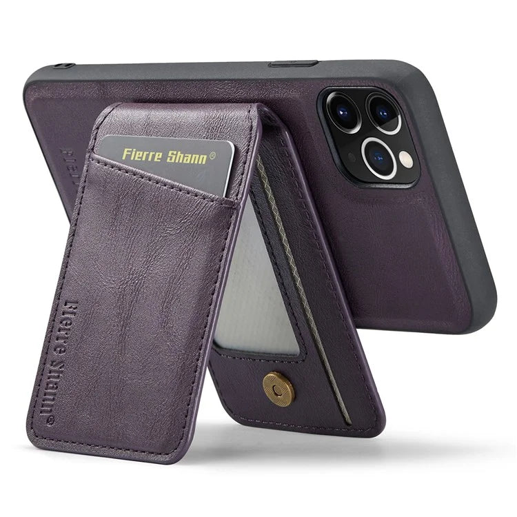 FIERRE SHANN 025 Style For iPhone 11 Pro Max Case Leather Back Cover Magnetic Card Holder RFID Blocking