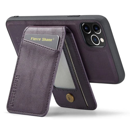 FIERRE SHANN 025 Style For iPhone 11 Pro Max Case Leather Back Cover Magnetic Card Holder RFID Blocking