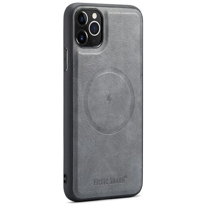 FIERRE SHANN 025 Style For iPhone 11 Pro Max Case Leather Back Cover Magnetic Card Holder RFID Blocking