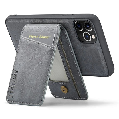 FIERRE SHANN 025 Style For iPhone 11 Pro Max Case Leather Back Cover Magnetic Card Holder RFID Blocking