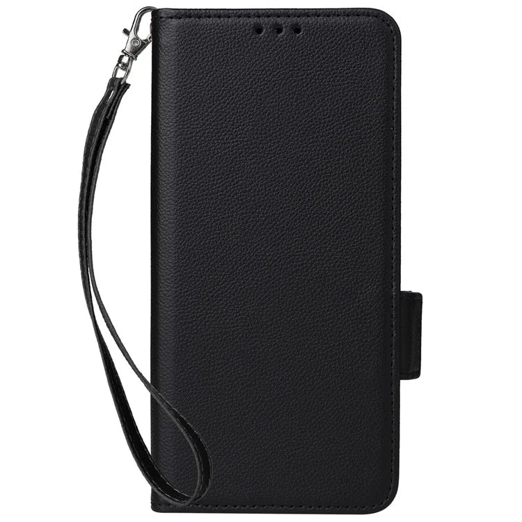 For vivo Y28 4G Shockproof Case Litchi Texture Leather Phone Cover with Strap