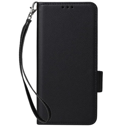 For vivo Y28 4G Shockproof Case Litchi Texture Leather Phone Cover with Strap