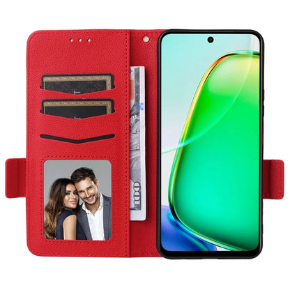 For vivo Y28 4G Shockproof Case Litchi Texture Leather Phone Cover with Strap