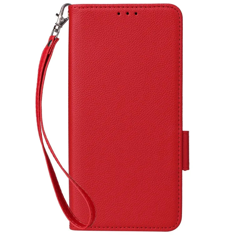 For vivo Y28 4G Shockproof Case Litchi Texture Leather Phone Cover with Strap