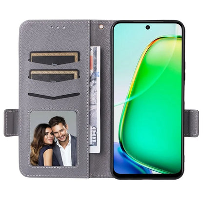 For vivo Y28 4G Shockproof Case Litchi Texture Leather Phone Cover with Strap