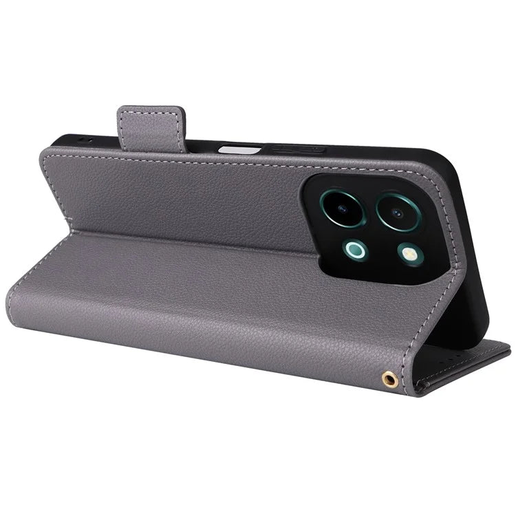 For vivo Y28 4G Shockproof Case Litchi Texture Leather Phone Cover with Strap