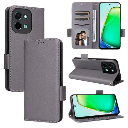 For vivo Y28 4G Shockproof Case Litchi Texture Leather Phone Cover with Strap