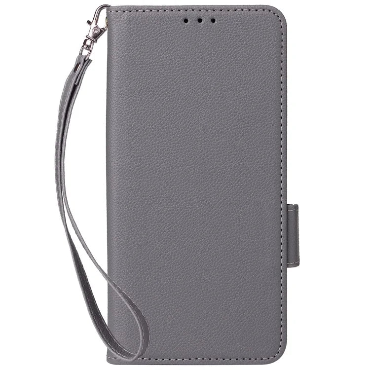 For vivo Y28 4G Shockproof Case Litchi Texture Leather Phone Cover with Strap