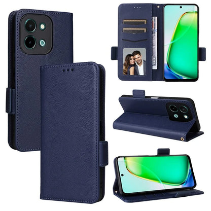 For vivo Y28 4G Shockproof Case Litchi Texture Leather Phone Cover with Strap