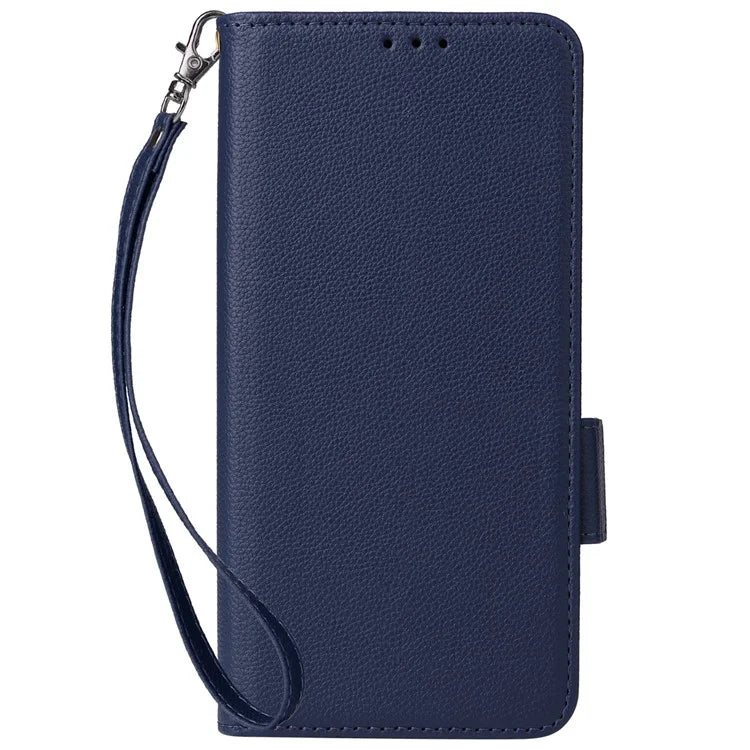 For vivo Y28 4G Shockproof Case Litchi Texture Leather Phone Cover with Strap