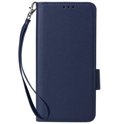 For vivo Y28 4G Shockproof Case Litchi Texture Leather Phone Cover with Strap