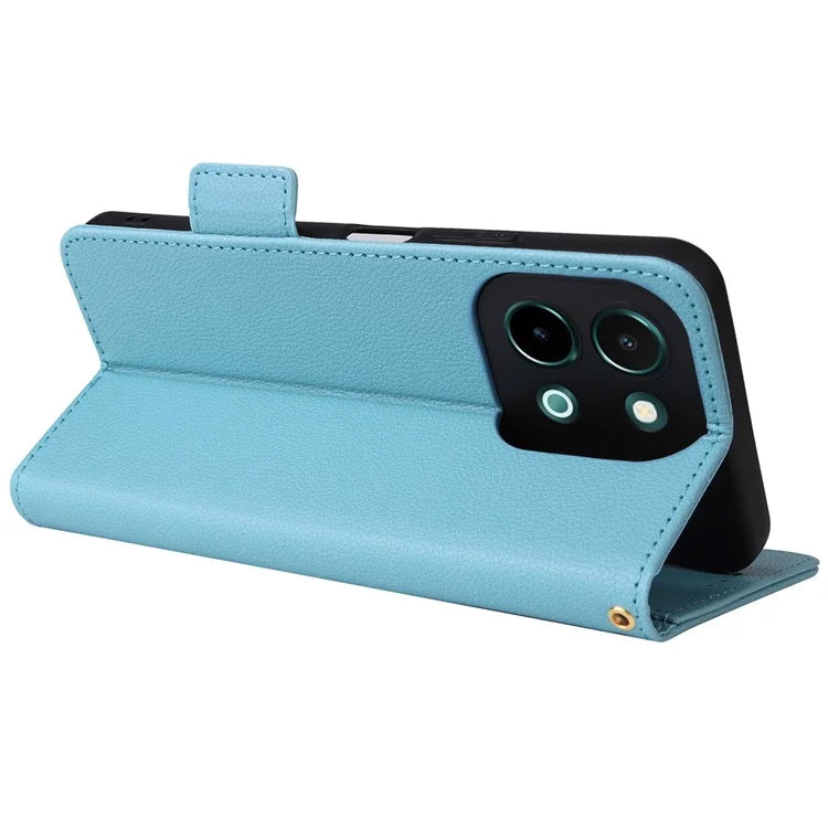 For vivo Y28 4G Shockproof Case Litchi Texture Leather Phone Cover with Strap