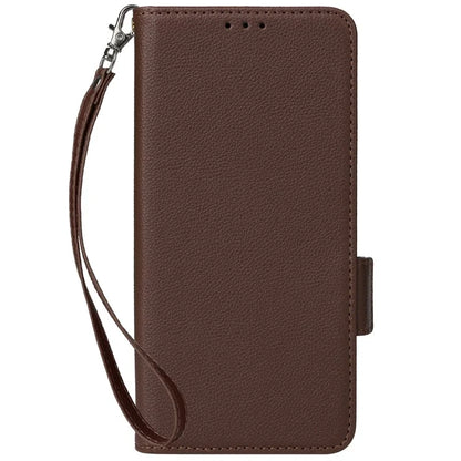 For vivo Y28 4G Shockproof Case Litchi Texture Leather Phone Cover with Strap