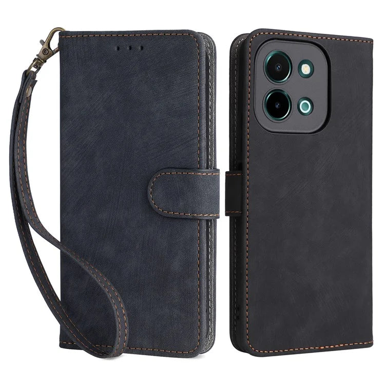 For vivo Y28 4G Case RFID Blocking Leather Phone Cover Horizontal Viewing Stand