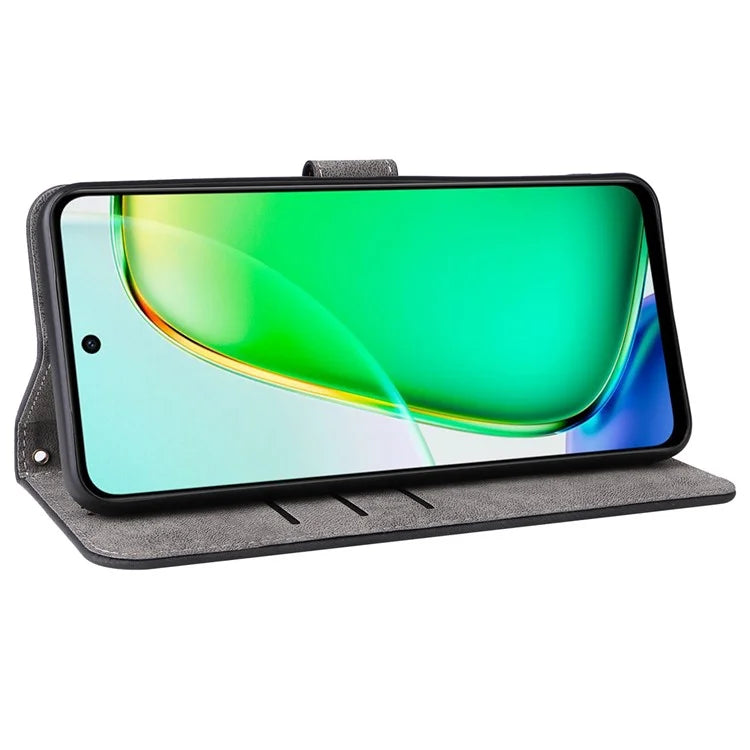 For vivo Y28 4G Case RFID Blocking Leather Phone Cover Horizontal Viewing Stand
