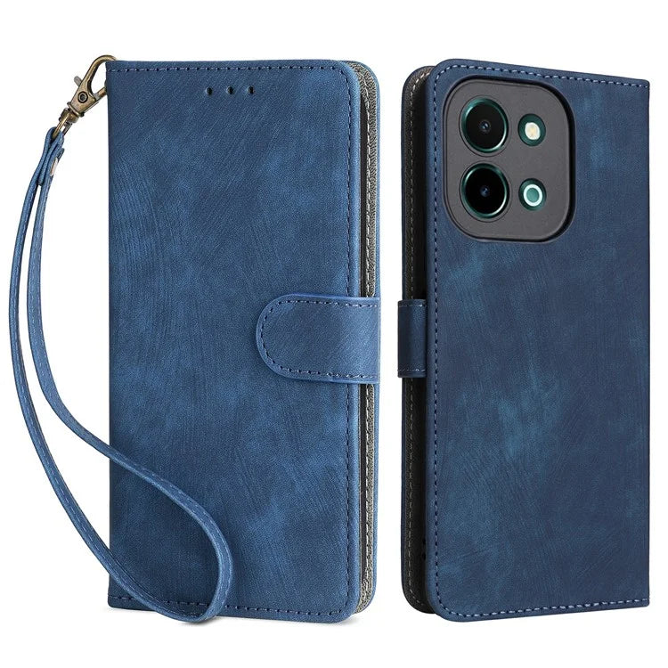 For vivo Y28 4G Case RFID Blocking Leather Phone Cover Horizontal Viewing Stand