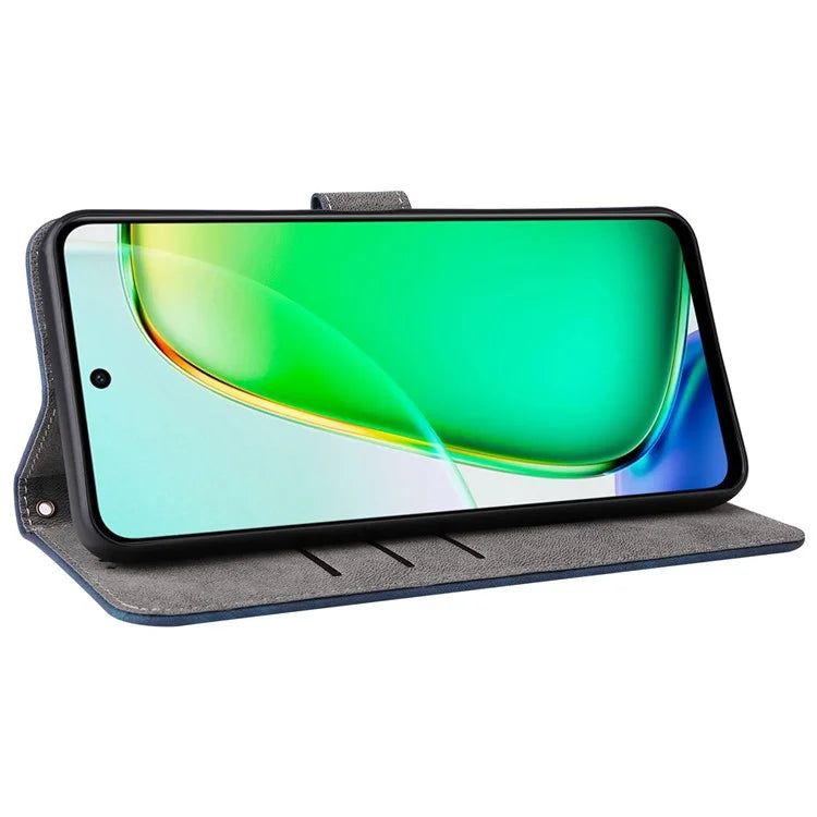 For vivo Y28 4G Case RFID Blocking Leather Phone Cover Horizontal Viewing Stand