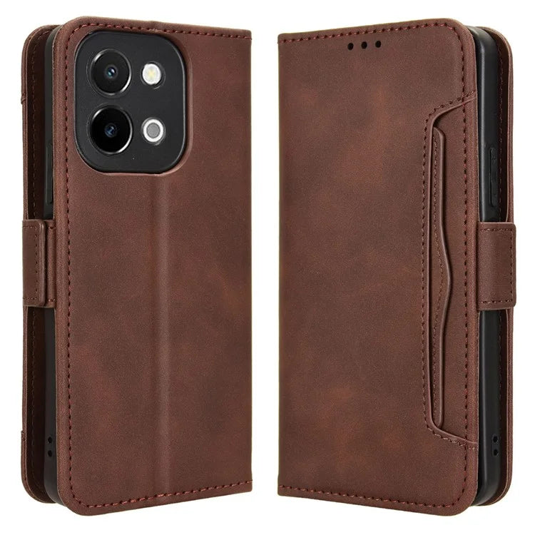 For vivo Y28 4G Leather Phone Cover Multiple Card Slots Folio Purse Shell