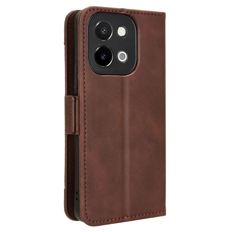 For vivo Y28 4G Leather Phone Cover Multiple Card Slots Folio Purse Shell