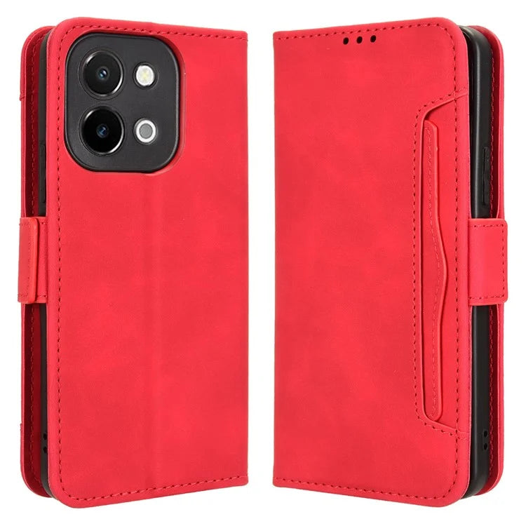 For vivo Y28 4G Leather Phone Cover Multiple Card Slots Folio Purse Shell