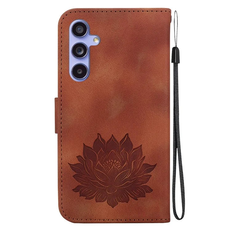 For Samsung Galaxy S23 FE Protective Case Leather Phone Cover Lotus Imprinted