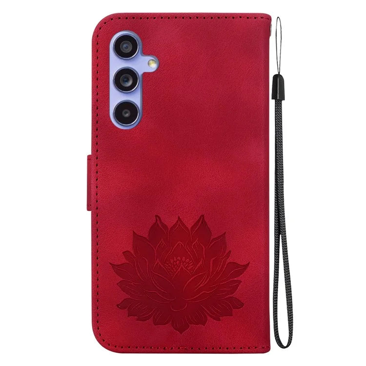 For Samsung Galaxy S23 FE Protective Case Leather Phone Cover Lotus Imprinted