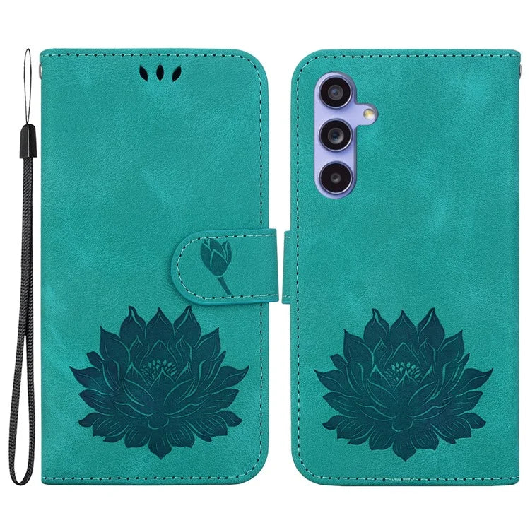 For Samsung Galaxy S23 FE Protective Case Leather Phone Cover Lotus Imprinted