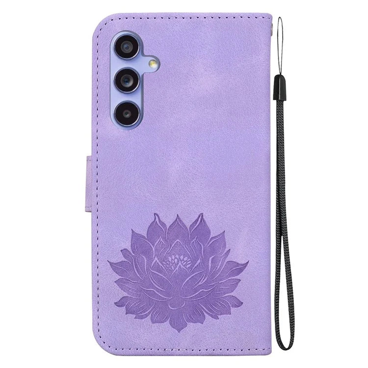 For Samsung Galaxy S23 FE Protective Case Leather Phone Cover Lotus Imprinted