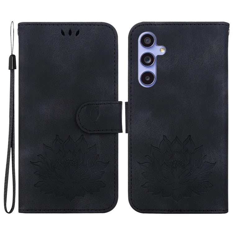 For Samsung Galaxy S23 FE Protective Case Leather Phone Cover Lotus Imprinted