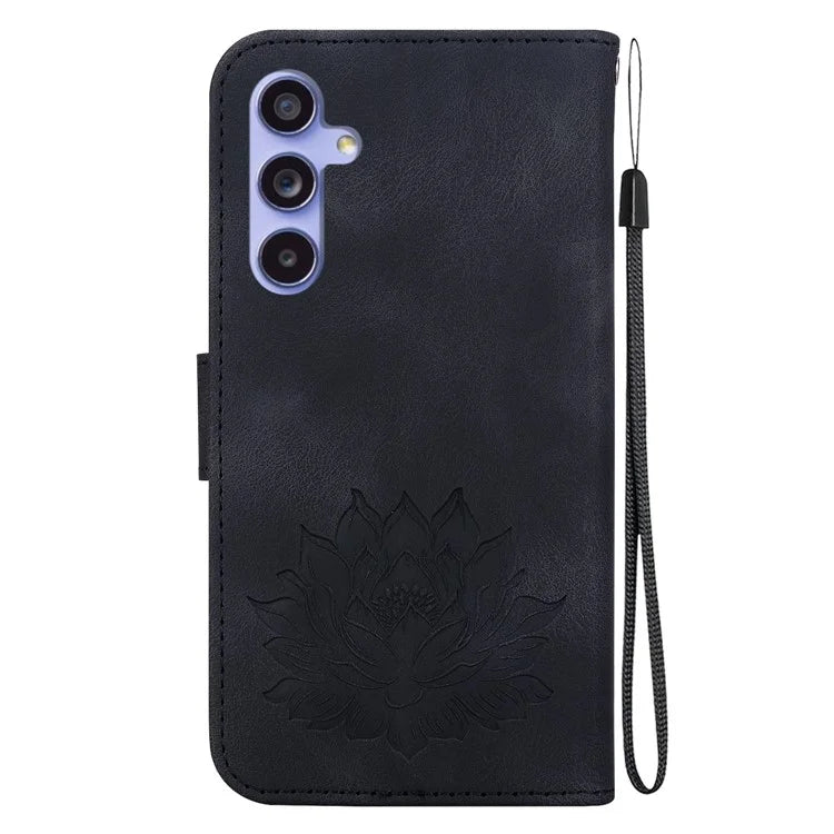 For Samsung Galaxy S23 FE Protective Case Leather Phone Cover Lotus Imprinted