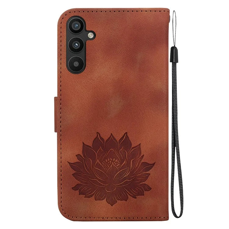 For Samsung Galaxy A14 4G / 5G Case Lotus Pattern Wallet Style Leather Phone Cover