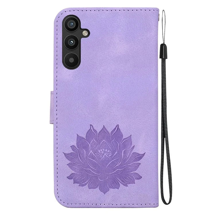 For Samsung Galaxy A14 4G / 5G Case Lotus Pattern Wallet Style Leather Phone Cover