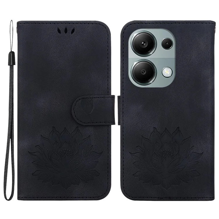 For Xiaomi Redmi Note 13 Pro 4G / Poco M6 Pro 4G Case Lotus Pattern Leather Phone Cover with Card Slots