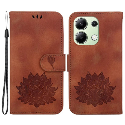 For Xiaomi Redmi Note 13 4G Wallet Case Lotus Pattern Leather Protective Phone Cover