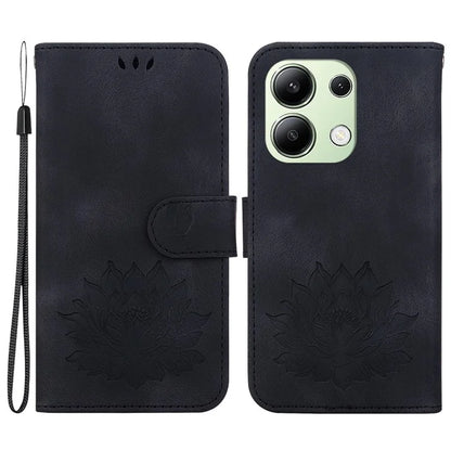 For Xiaomi Redmi Note 13 4G Wallet Case Lotus Pattern Leather Protective Phone Cover