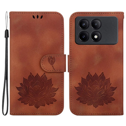 For Xiaomi Redmi K70E 5G / Poco X6 Pro 5G Case Leather Phone Cover Stand Hand Strap Lotus Pattern