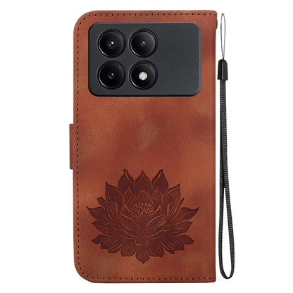For Xiaomi Redmi K70E 5G / Poco X6 Pro 5G Case Leather Phone Cover Stand Hand Strap Lotus Pattern