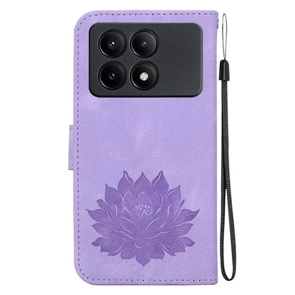 For Xiaomi Redmi K70E 5G / Poco X6 Pro 5G Case Leather Phone Cover Stand Hand Strap Lotus Pattern