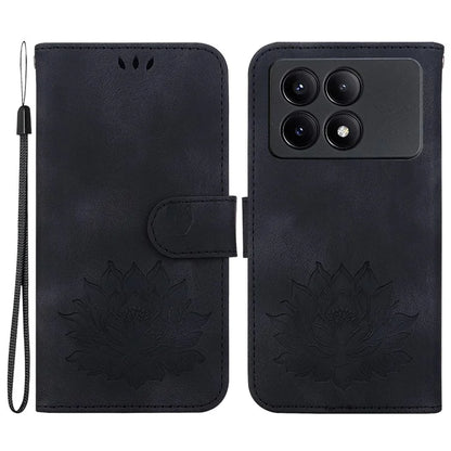 For Xiaomi Redmi K70E 5G / Poco X6 Pro 5G Case Leather Phone Cover Stand Hand Strap Lotus Pattern