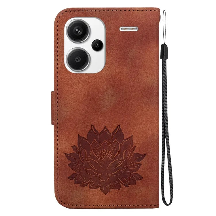 For Xiaomi Redmi Note 13 Pro+ 5G Case Leather Folio Book Stand Phone Cover Lotus Pattern