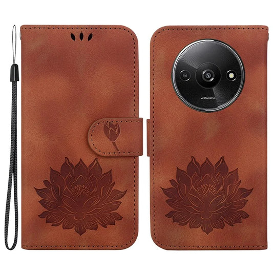 For Xiaomi Redmi A3 / Poco C61 4G Wallet Case Lotus Imprint Leather Phone Cover