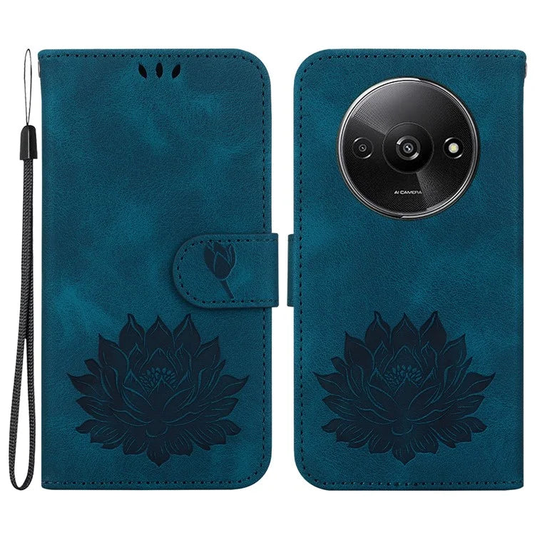 For Xiaomi Redmi A3 / Poco C61 4G Wallet Case Lotus Imprint Leather Phone Cover